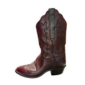 VTG Lucchese 2000 Women’s Size 8.5 Black Cherry Leather Western Cowboy Boots